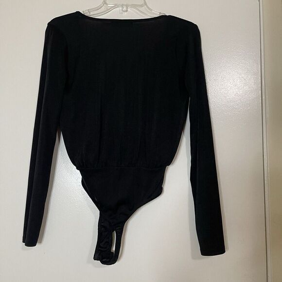 Missguided black long sleeve v neck bodysuit size US 4 - Picture 6 of 7
